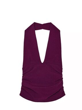 Zara Purple Halter Ruched Top